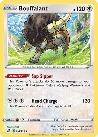 Bouffalant 118 - Reverse Holofoil SWSH05 Battle Styles - Uncommon