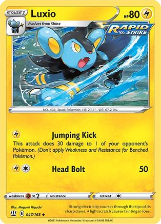Luxio 047 - Reverse Holofoil SWSH05 Battle Styles - Uncommon