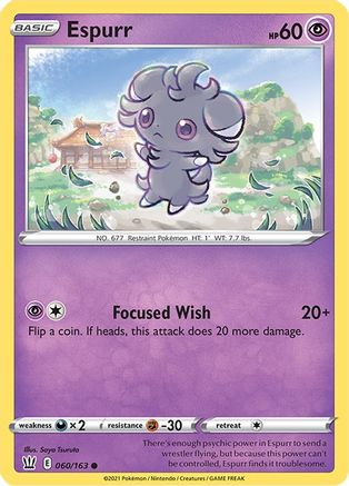 Espurr 060 - Reverse Holofoil SWSH05 Battle Styles - Common