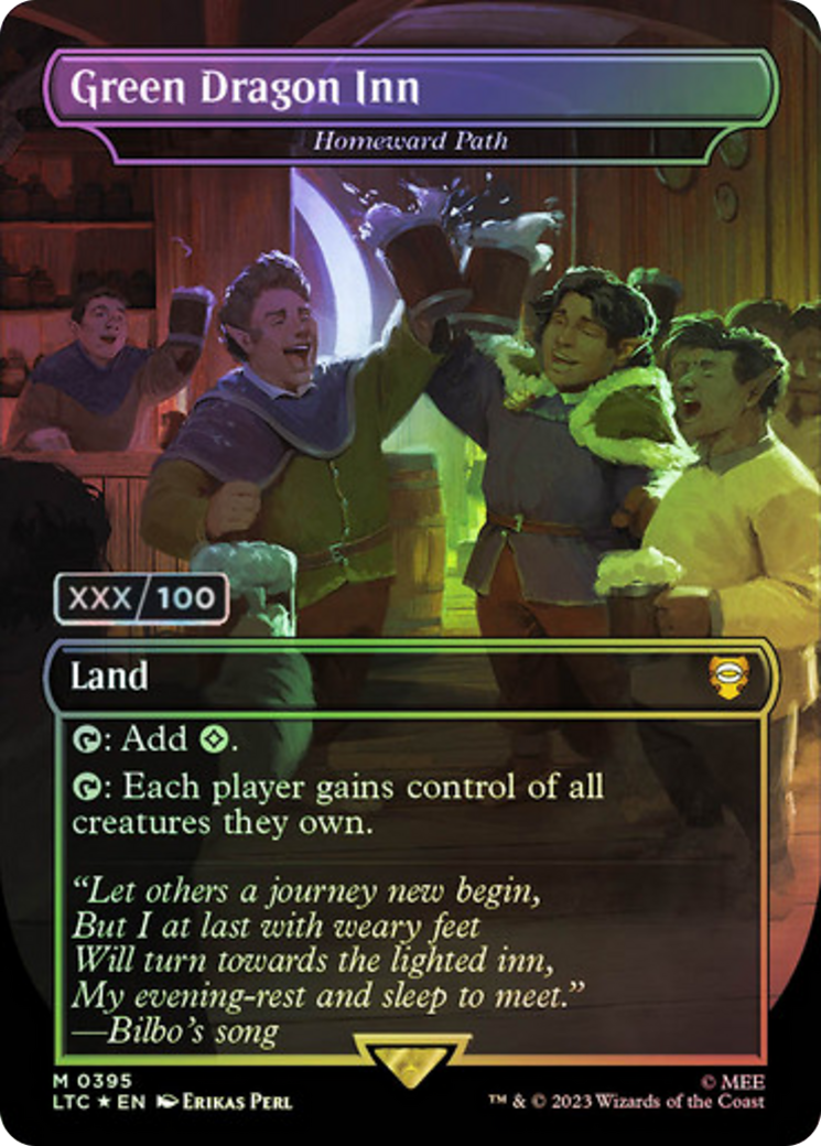 Green Dragon Inn - Homeward Path (Serial Numbered) (LTC-395) - Tales of Middle-earth Commander / Green Dragon Inn (Borderless) Foil