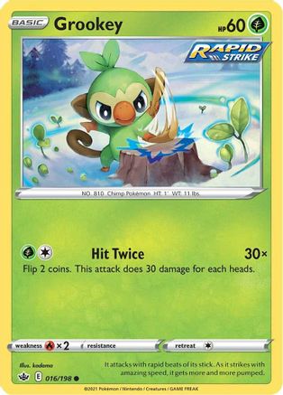 Grookey 016 - Reverse Holofoil SWSH06 Chilling Reign - Common
