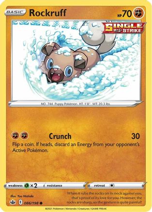 Rockruff 086 - Reverse Holofoil SWSH06 Chilling Reign - Common