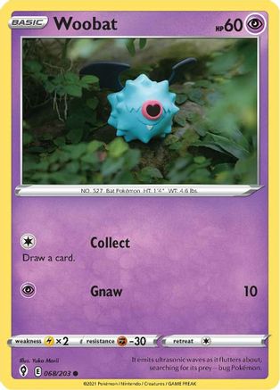 Woobat 068 - Reverse Holofoil SWSH07 Evolving Skies - Common