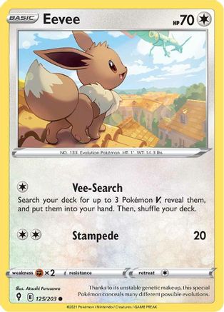 Eevee 125 - Reverse Holofoil SWSH07 Evolving Skies - Common