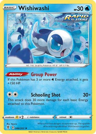 Wishiwashi 046 - Reverse Holofoil SWSH07 Evolving Skies - Rare