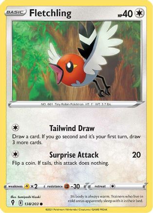 Fletchling 138 SWSH07 Evolving Skies - Common