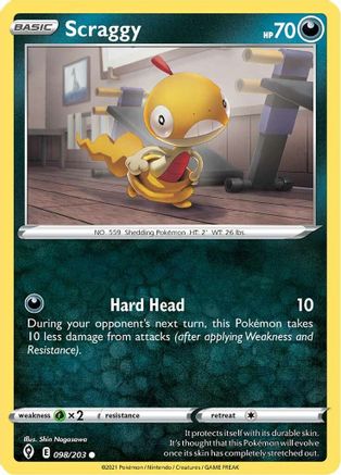 Scraggy 098 - Reverse Holofoil SWSH07 Evolving Skies - Common