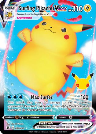 Surfing Pikachu VMAX 009 - Holofoil Celebrations - Ultra Rare