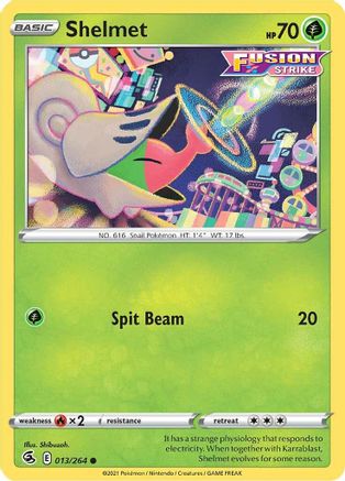 Shelmet 013 - Reverse Holofoil SWSH08 Fusion Strike - Common