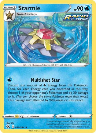 Starmie 053 - Reverse Holofoil SWSH08 Fusion Strike - Holo Rare