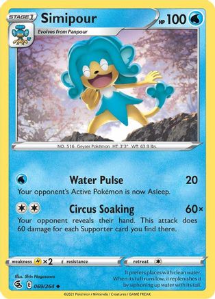 Simipour 069 - Reverse Holofoil SWSH08 Fusion Strike - Uncommon