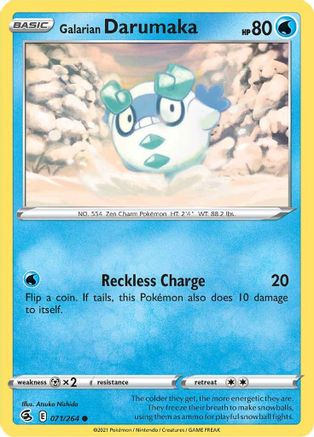Galarian Darumaka 071 - Reverse Holofoil SWSH08 Fusion Strike - Common
