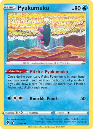 Pyukumuku 077 SWSH08 Fusion Strike - Uncommon