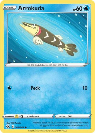 Arrokuda 082 - Reverse Holofoil SWSH08 Fusion Strike - Common