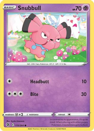 Snubbull 115 - Reverse Holofoil SWSH08 Fusion Strike - Common