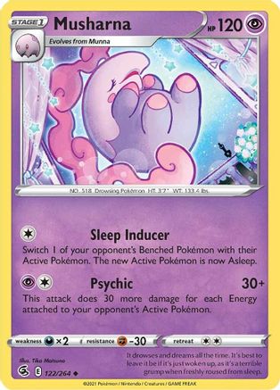 Musharna 122 - Reverse Holofoil SWSH08 Fusion Strike - Uncommon