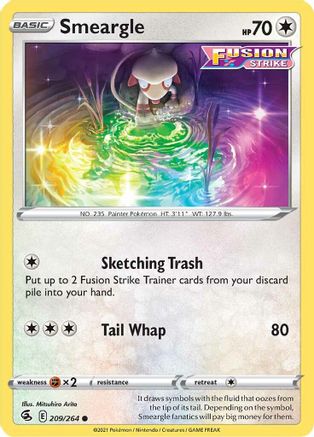 Smeargle 209 - Reverse Holofoil SWSH08 Fusion Strike - Common