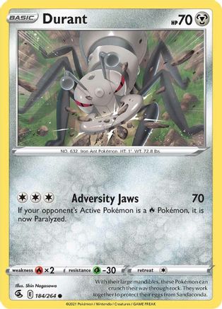 Durant 184 - Reverse Holofoil SWSH08 Fusion Strike - Common