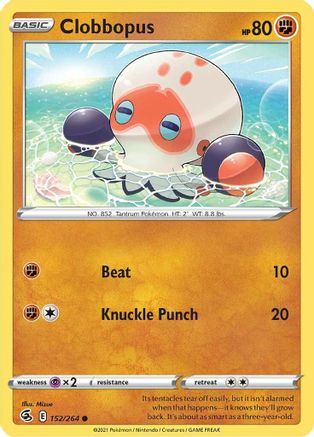 Clobbopus 152 - Reverse Holofoil SWSH08 Fusion Strike - Common