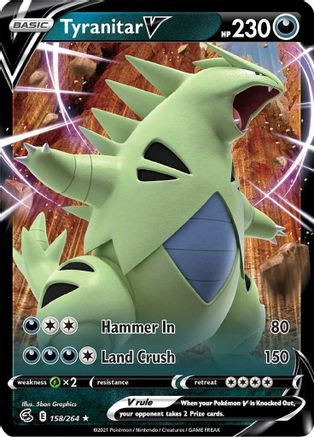Tyranitar V 158 - Holofoil SWSH08 Fusion Strike - Ultra Rare