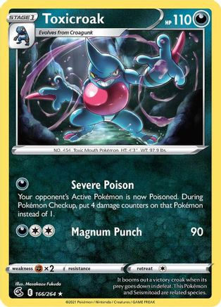 Toxicroak 166 - Reverse Holofoil SWSH08 Fusion Strike - Rare