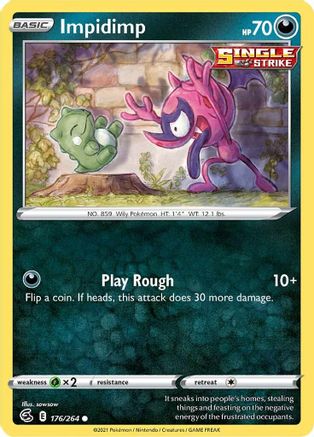 Impidimp 176 - Reverse Holofoil SWSH08 Fusion Strike - Common