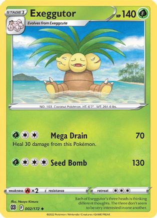 Exeggutor 002 - Reverse Holofoil SWSH09 Brilliant Stars - Uncommon