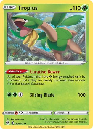 Tropius 005 - Reverse Holofoil SWSH09 Brilliant Stars - Uncommon