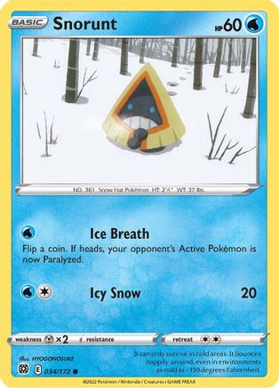Snorunt 034 - Reverse Holofoil SWSH09 Brilliant Stars - Common