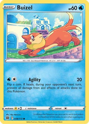 Buizel 038 - Reverse Holofoil SWSH09 Brilliant Stars - Common