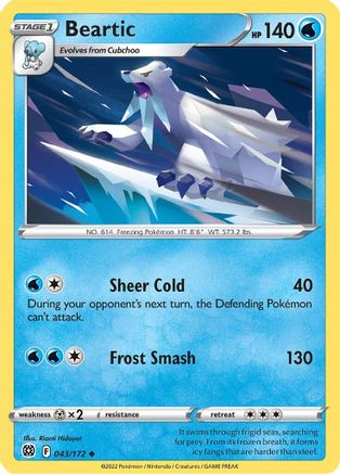 Beartic 043 - Reverse Holofoil SWSH09 Brilliant Stars - Uncommon