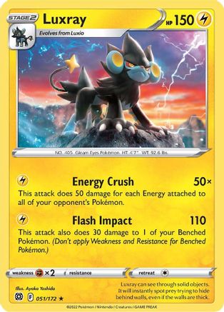 Luxray 051 - Reverse Holofoil SWSH09 Brilliant Stars - Rare