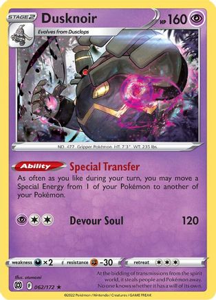 Dusknoir 062 - Holofoil SWSH09 Brilliant Stars - Holo Rare