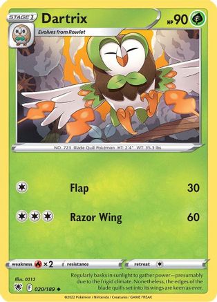 Dartrix 020 - Reverse Holofoil SWSH10 Astral Radiance - Uncommon