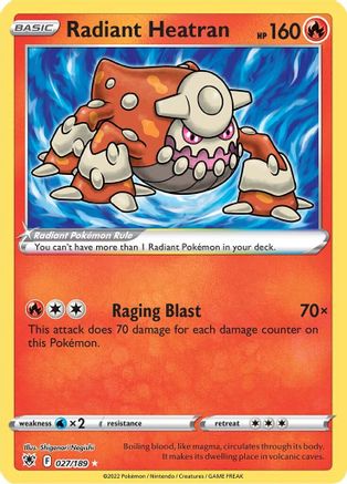 Radiant Heatran 027 - Holofoil SWSH10 Astral Radiance - Radiant Rare