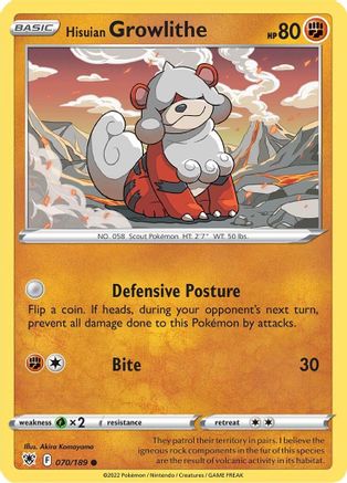 Hisuian Growlithe 070 SWSH10 Astral Radiance - Common