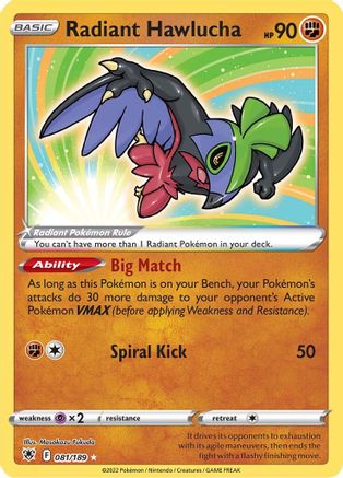Radiant Hawlucha 081 - Holofoil SWSH10 Astral Radiance - Radiant Rare