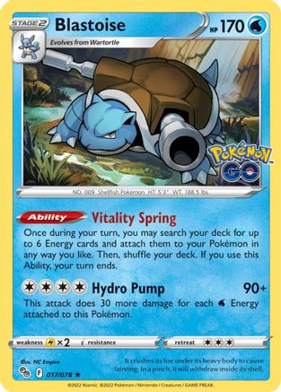 Blastoise 017 - Reverse Holofoil Pokemon GO - Holo Rare