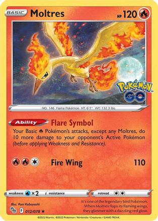 Moltres 012 - Reverse Holofoil Pokemon GO - Holo Rare
