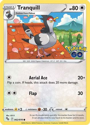Tranquill 062 Pokemon GO - Common