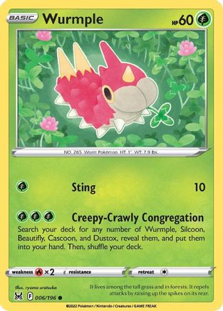 Wurmple 006 - Reverse Holofoil SWSH11 Lost Origin - Common