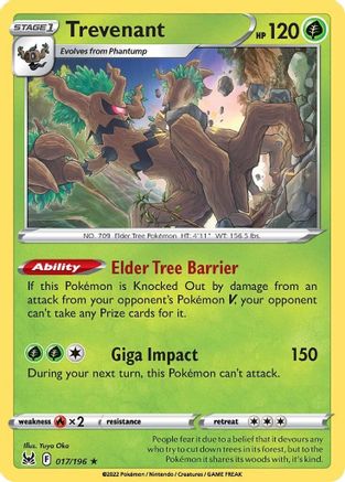 Trevenant 017 - Reverse Holofoil SWSH11 Lost Origin - Holo Rare