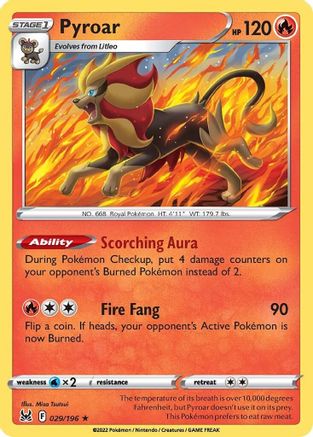 Pyroar 029 - Reverse Holofoil SWSH11 Lost Origin - Holo Rare