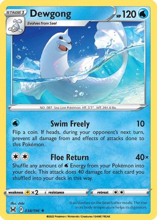 Dewgong 034 SWSH11 Lost Origin - Rare