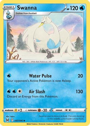 Swanna 047 - Reverse Holofoil SWSH11 Lost Origin - Uncommon