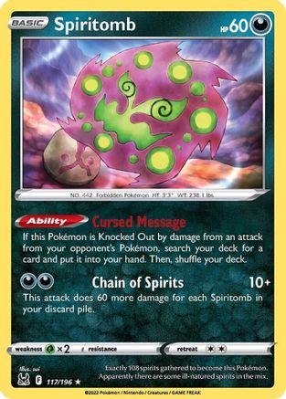 Spiritomb 117 - Reverse Holofoil SWSH11 Lost Origin - Rare