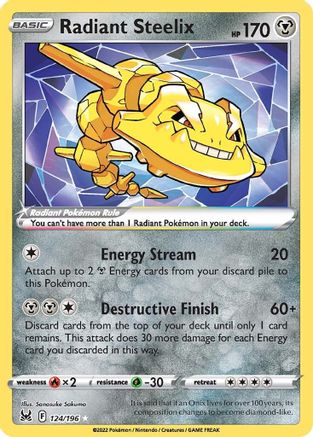 Radiant Steelix 124 - Holofoil SWSH11 Lost Origin - Radiant Rare