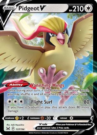 Pidgeot V 137 - Holofoil SWSH11 Lost Origin - Ultra Rare
