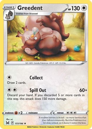 Greedent 151 - Reverse Holofoil SWSH11 Lost Origin - Rare