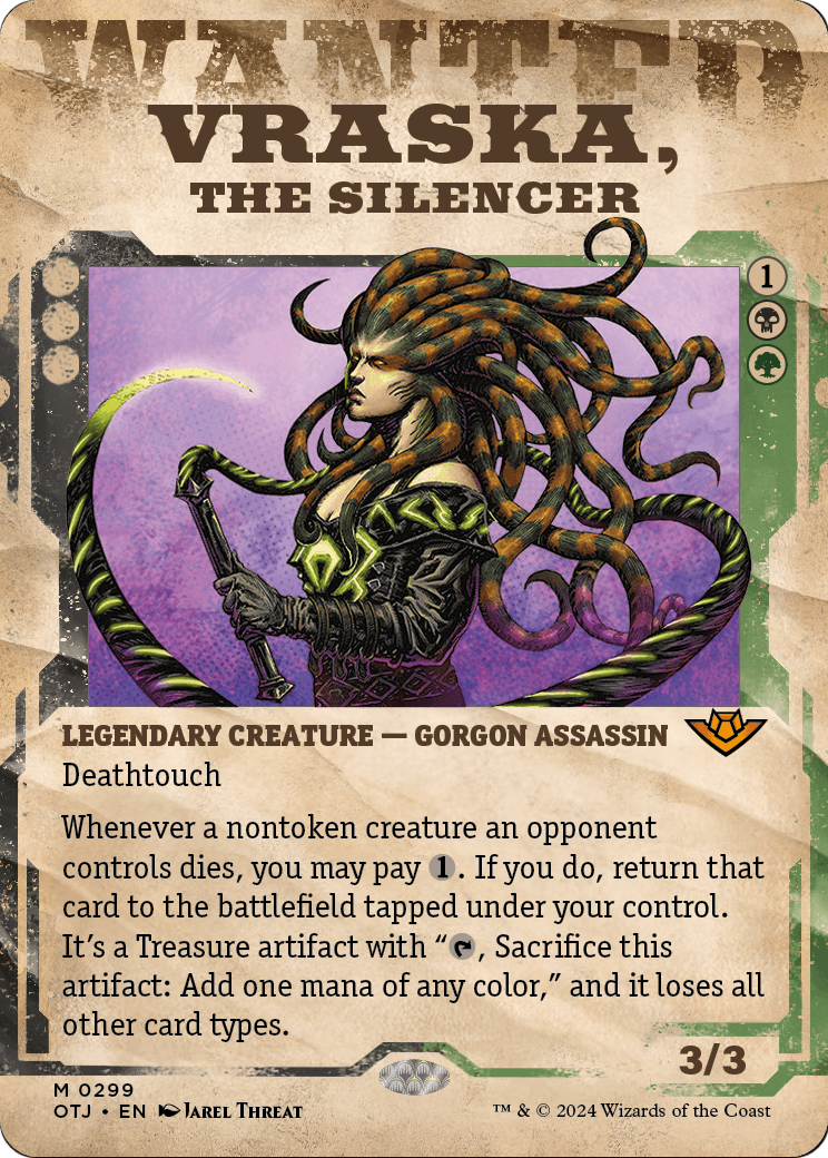 Vraska, the Silencer (Showcase) (OTJ-299) - Outlaws of Thunder Junction: (Showcase) (Borderless) Foil